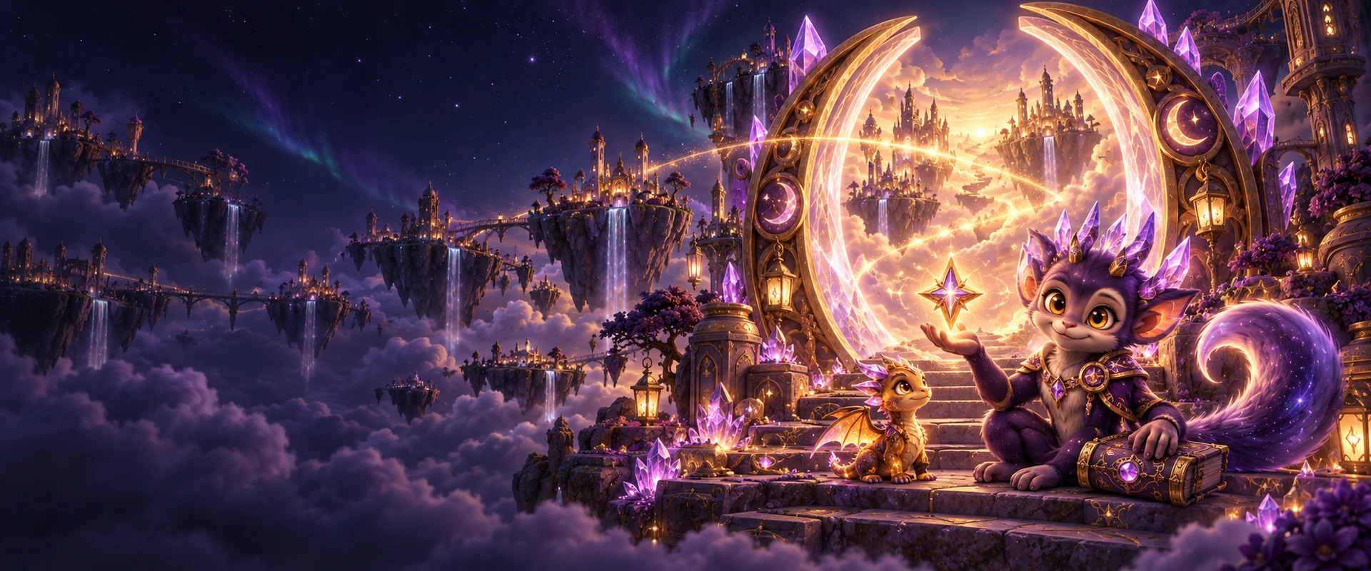 A cosmic sorcerer and ember dragon at a golden portal to REELSAMMLUNGDE’s slot worlds